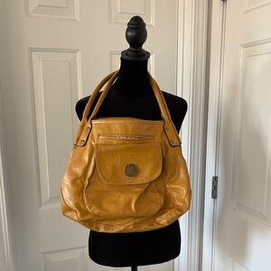 Axcess by Liz Claiborne mustard faux leather hobo shoulder bag